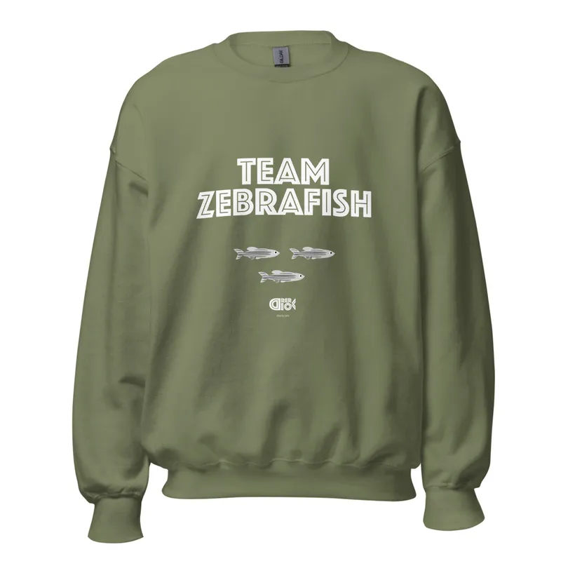 Team Zebrafish Unisex Sweatshirt in Military Green
